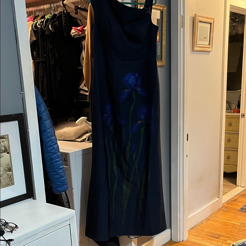 NWT Rene Ruiz size 16 Navy Blue Floral Evening Dress